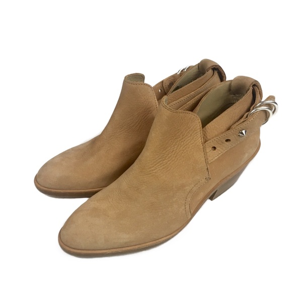 Rag & Bone Sullivan Tan Nubuck Buckle Booties Sz 5 - Picture 2 of 8